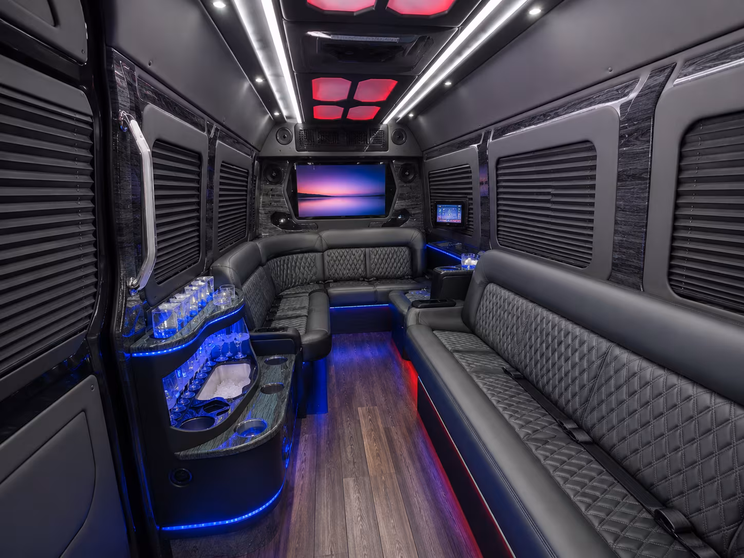 broken arrow 28 passenger party bus inside