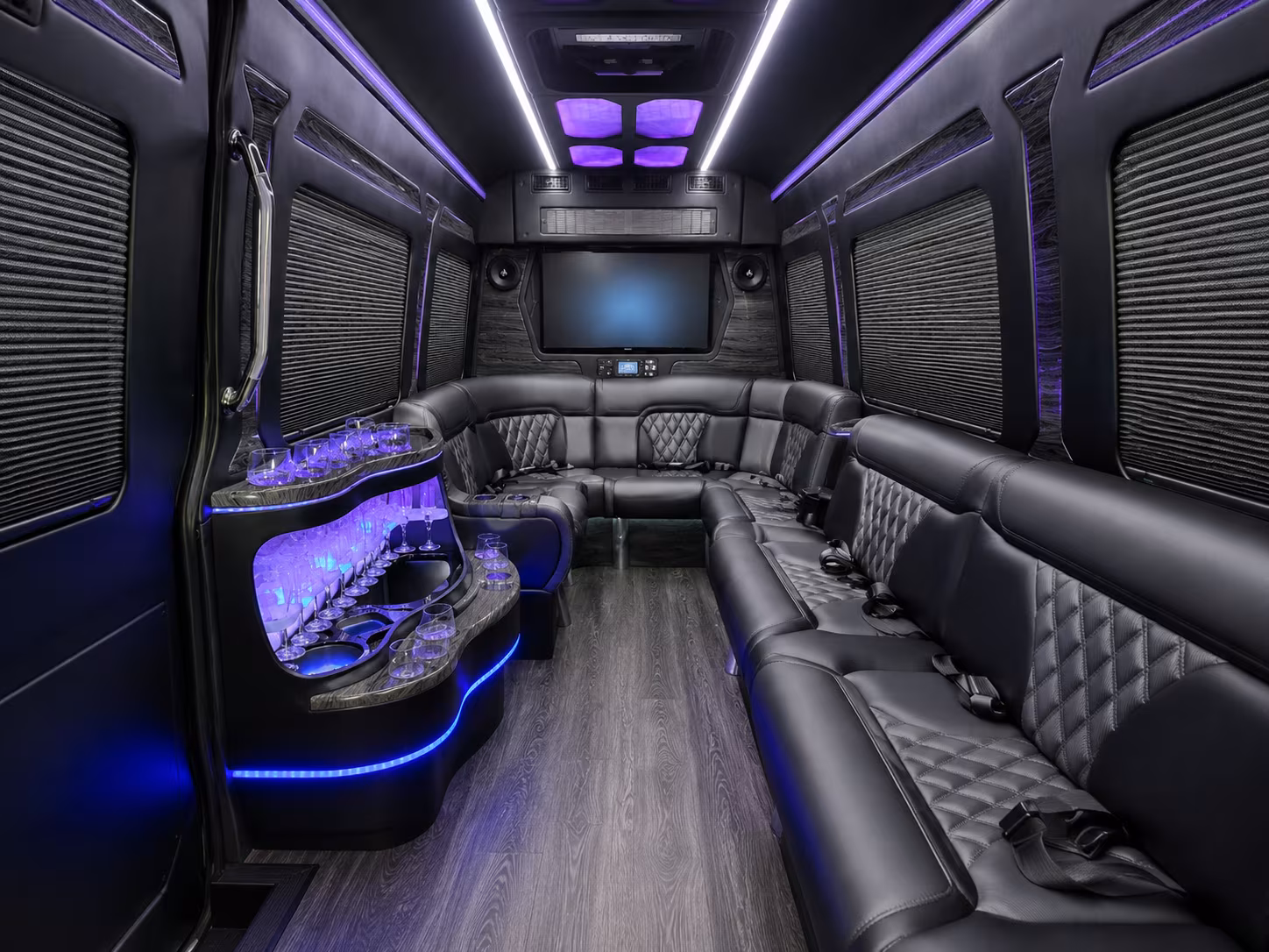 broken arrow 40 passenger party bus inside